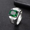 Мужское кольцо с изумрудным цирконом, кольцо с синим сапфиром, бриллиантом, зеленым кристаллом для мужчин