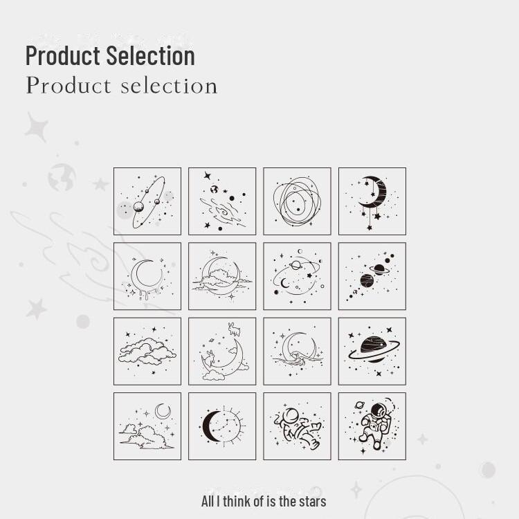 Mr. Paper Moon & Sixpence Wooden Stamp Set - 16 DIY Stationery Pieces