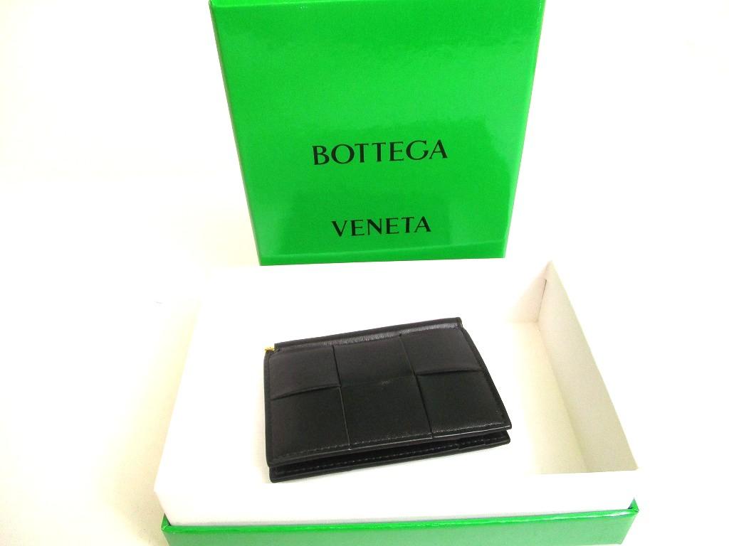Оригинальный мужской кошелек BOTTEGA VENETA Cassette, черный, из кожи, складной, для купюр #a999 Открытая коробка