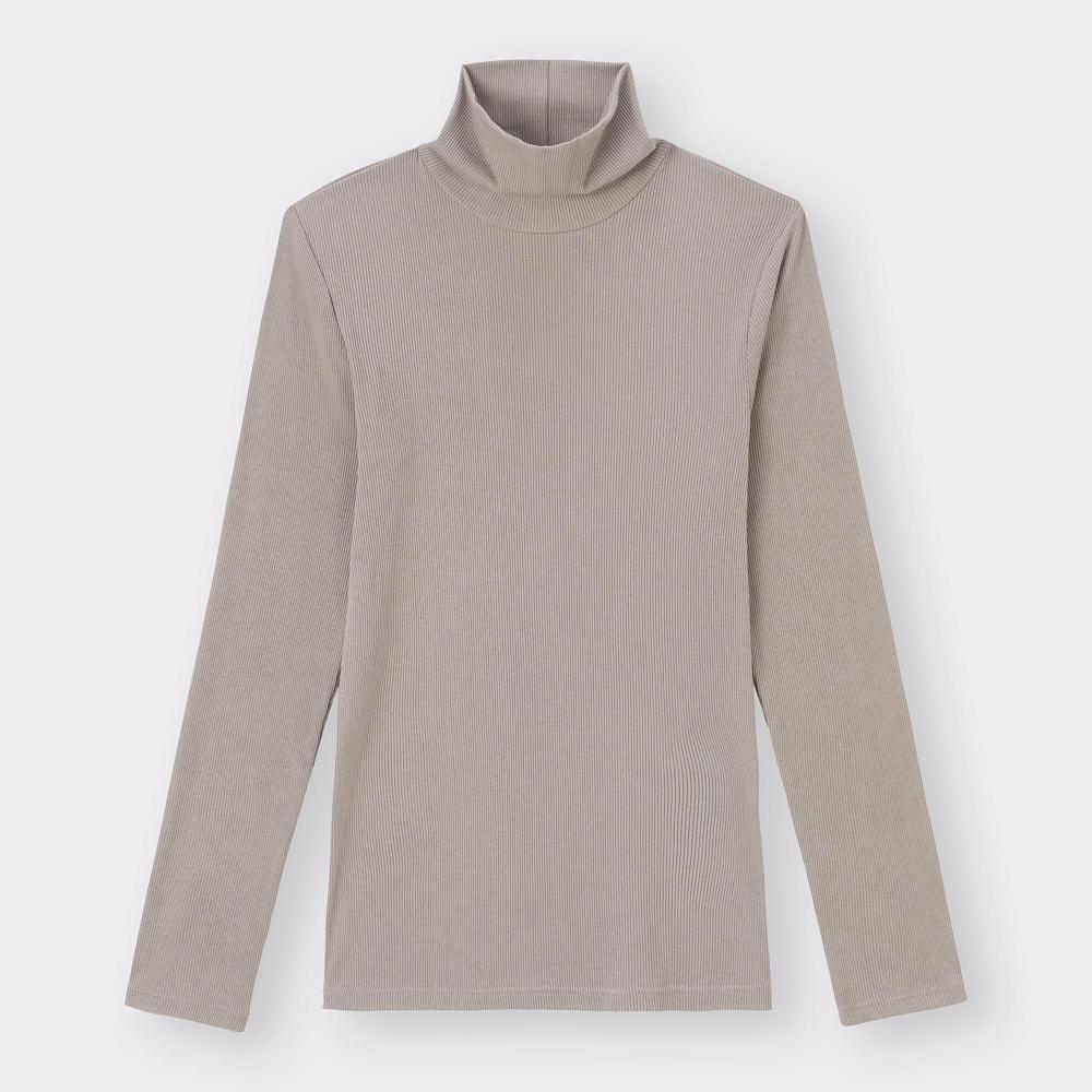 GU by Uniqlo Теплая эластичная водолазка с длинным рукавом в рубчик 