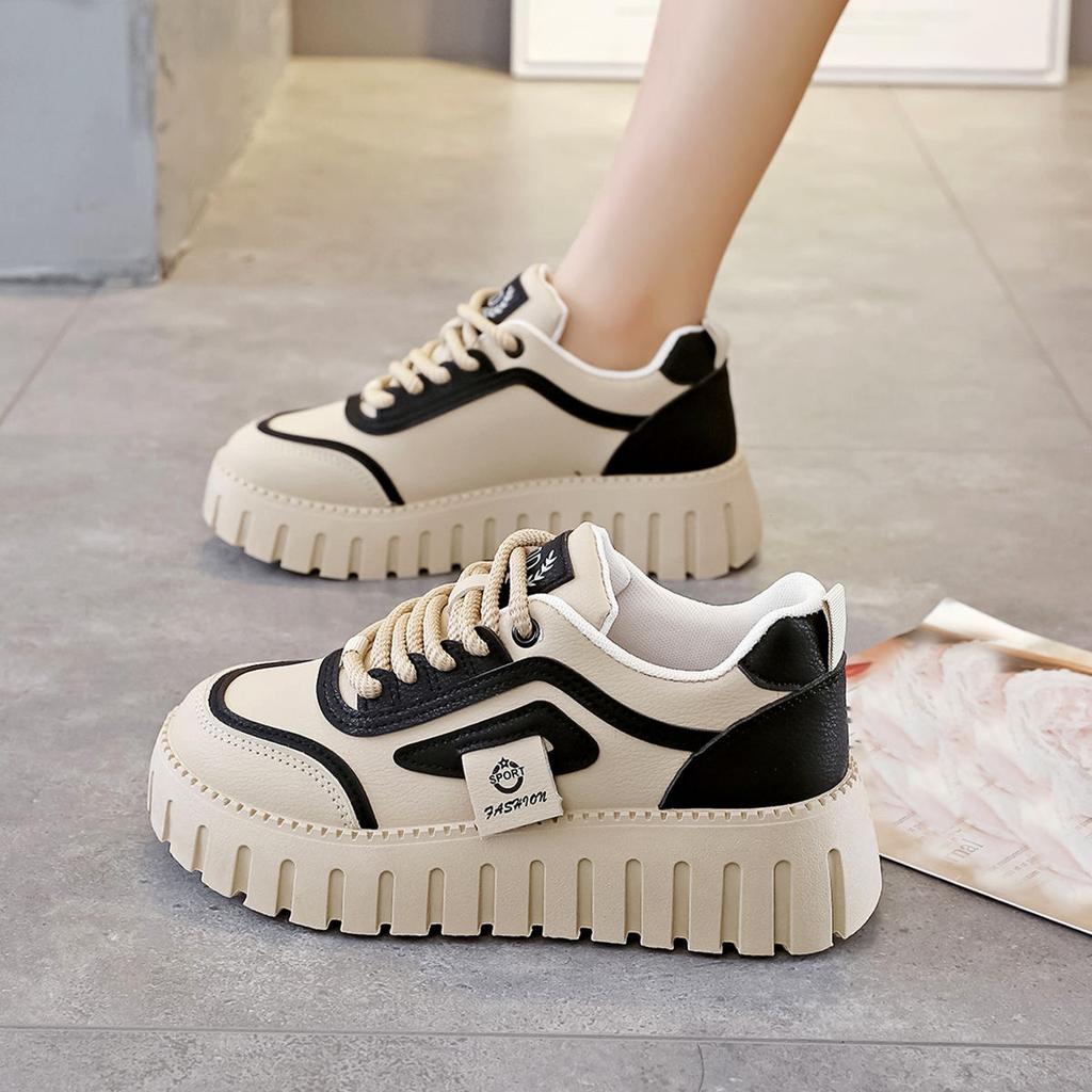 Shoes Women's Spring 2025 New Thick-soled Versatile Board Shoes Lightweight Soft-soled Waterproof and Non-slip Running Sneakers Women