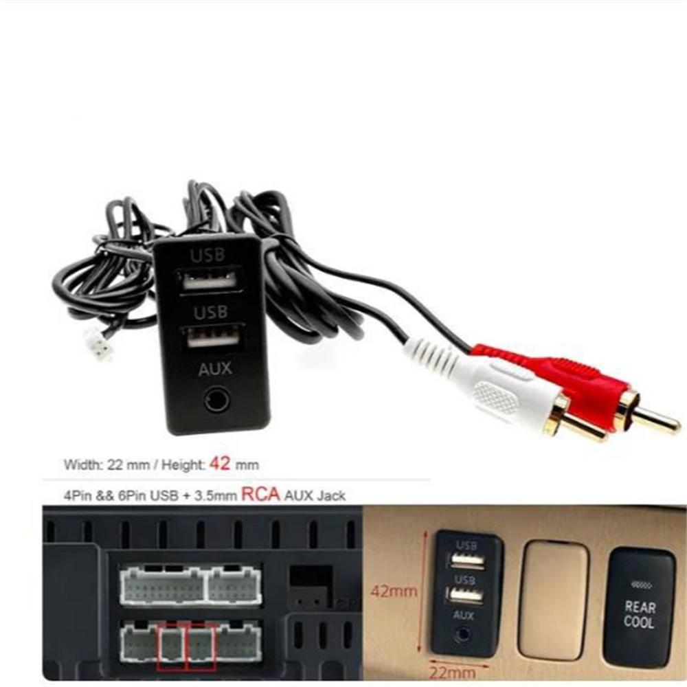 Car Navi USB+RCA Input AUX Port Panel Interface Extension Cable Adapter Panel