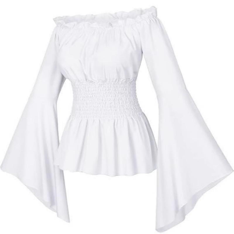 Пиратский костюм женский средневековый с открытыми плечами рукава сексуальный стимпанк корсет девка ренессанс блузка