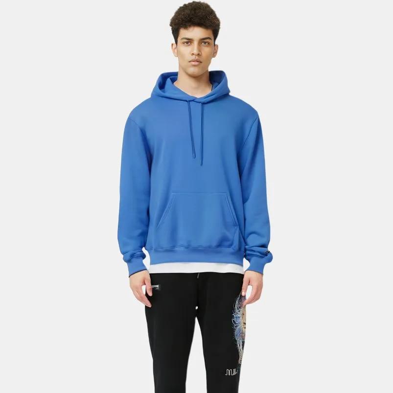 Champion Cuff Single Label Hood Fleece Lined Pullover Sweatshirt US Version Unisex Sky Blue (Unisex) Sweatshirts S700 RB