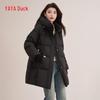 YAYA Women's 2024 Autumn/Winter Mid-Length Hooded Down Jacket YE4B605095H