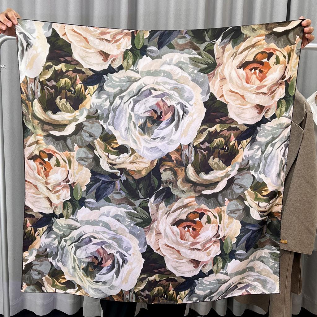 Шелковый твиловый шарф Silk Road в черно-белом французском стиле для весны/лета