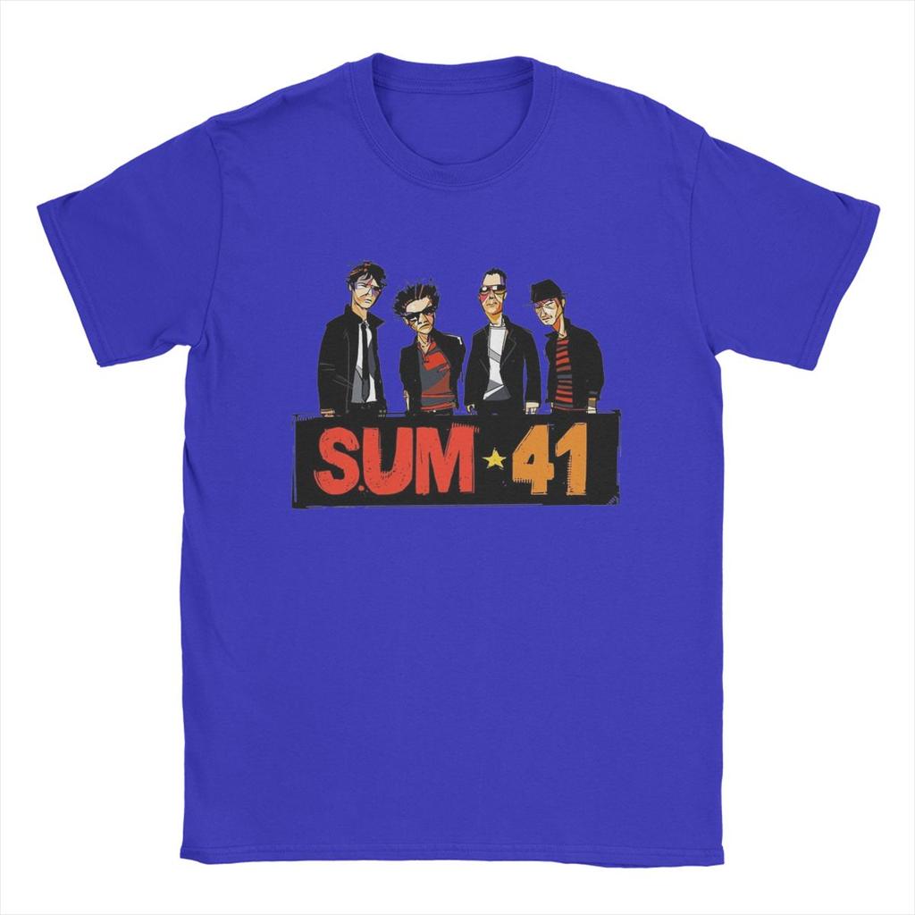 Novelty Band Sum 41 T-Shirt for Men Crew Neck Pure Cotton T Shirts SUM41 Punk Short Sleeve Tees Graphic Printed Clothing