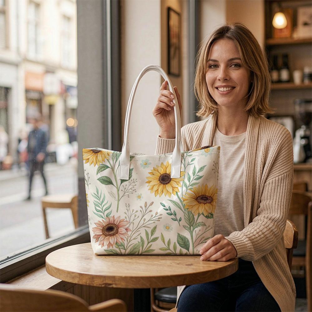 Sunflower Printed Tote Bag Large Fashion Casual Daily Handbag for Women