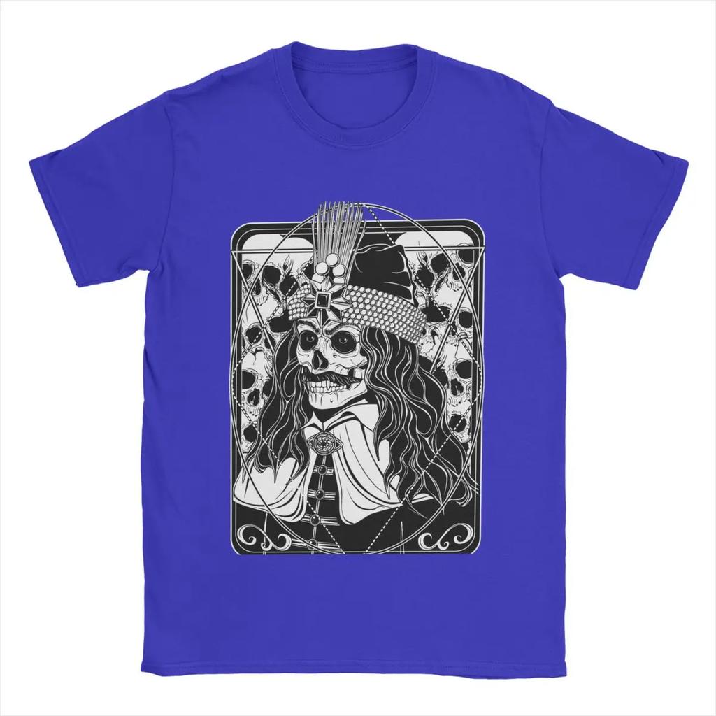 Мужская футболка с изображением Влада Дракулы и черепа, повседневная футболка из чистого хлопка, футболки с коротким рукавом, топы с круглым вырезом и графикой