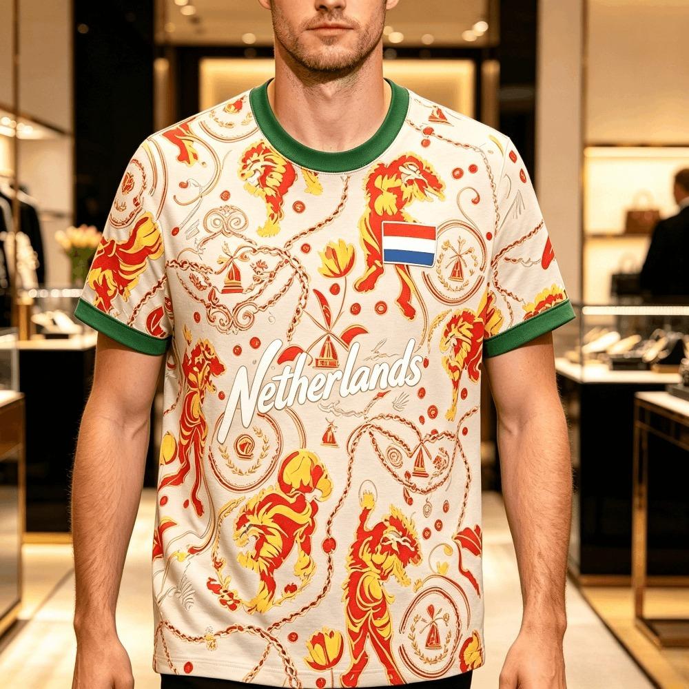 2026 Summer New Dutch Soccer Jersey Men Football T-shirt Sports Fans Fashion Print Casual Breathable T-shirts