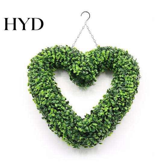 Artificial Hanging Plants Heart Wreath Fake Green Plant Decor for Wall Door Natural Look Garland Window Indoor Outdoor Use No Care Required Realistic