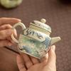 National style lotus rhyme ceramic hand-held pot high value women's teapot lotus retro household kung fu tea set tea maker