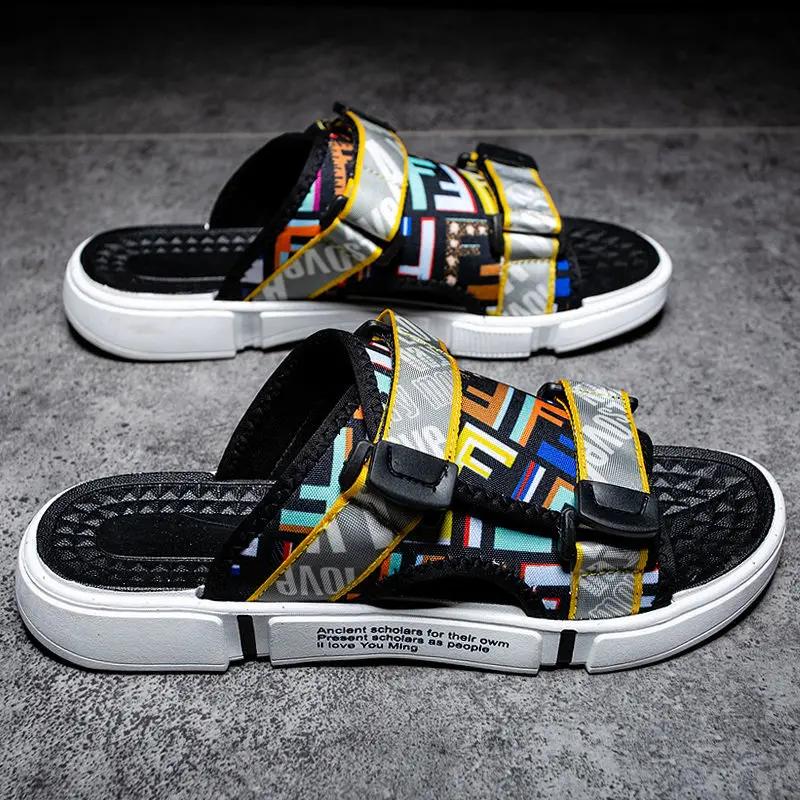 Outdoor Male Slipper Slip-resistant Men's Shoe Pvc Trend 2024 Rubber Comfortable Original Cheap Shoes Korean Style Fun Slides