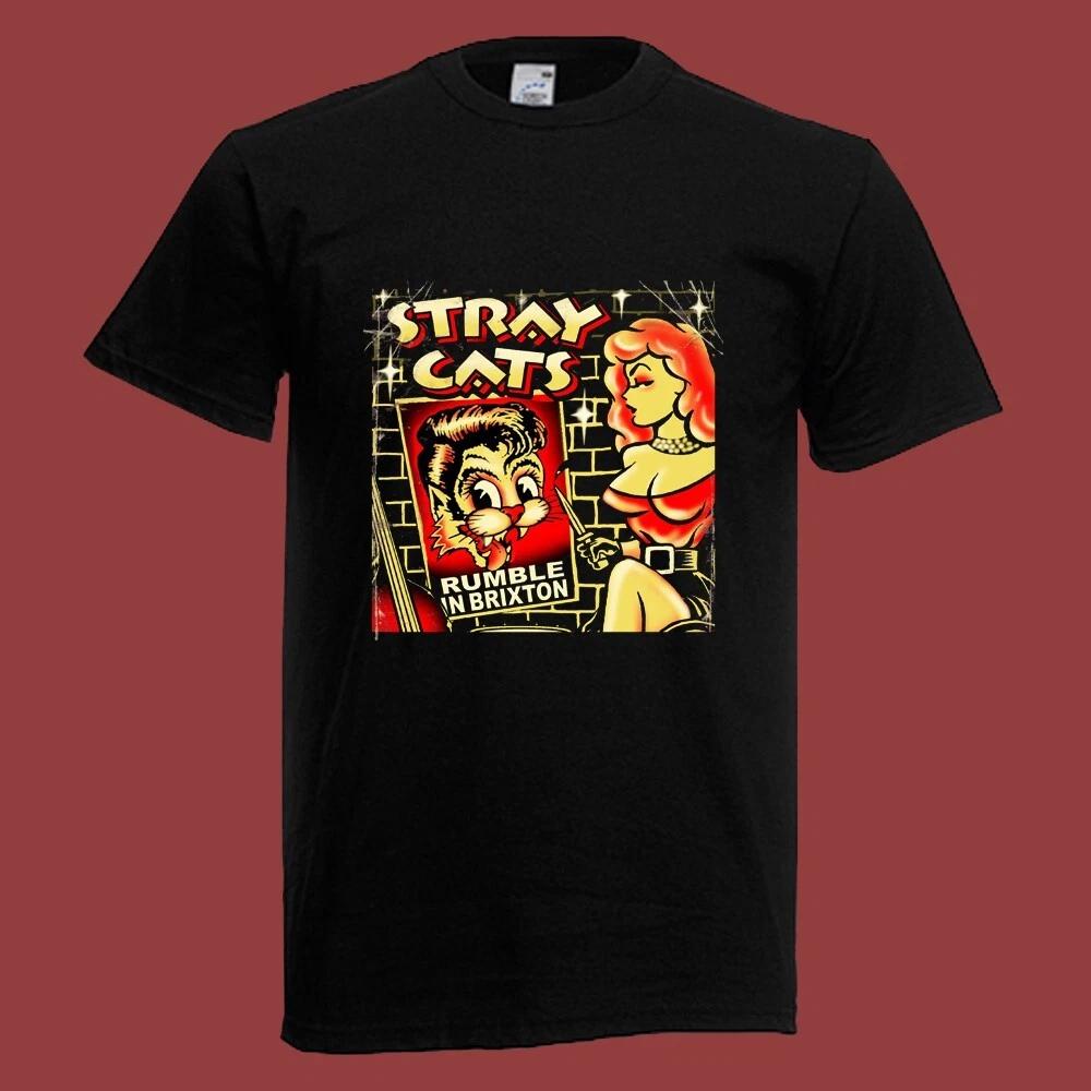 Stray Cats Rumble in Men's Black Size S-5XL
