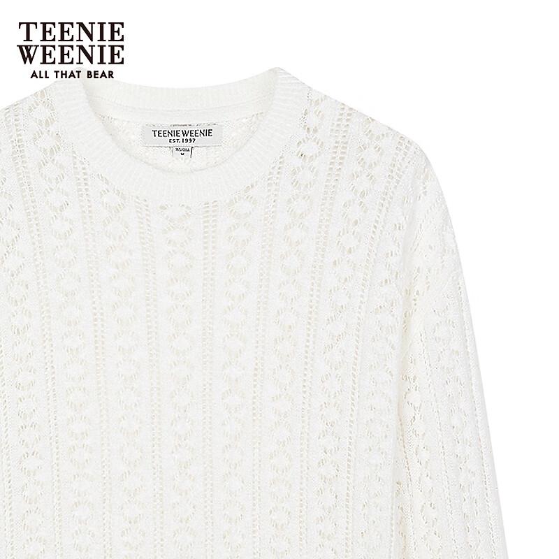 Teenie Weenie Women's 2025 Autumn Round Neck Hollow-out Knit Sweater