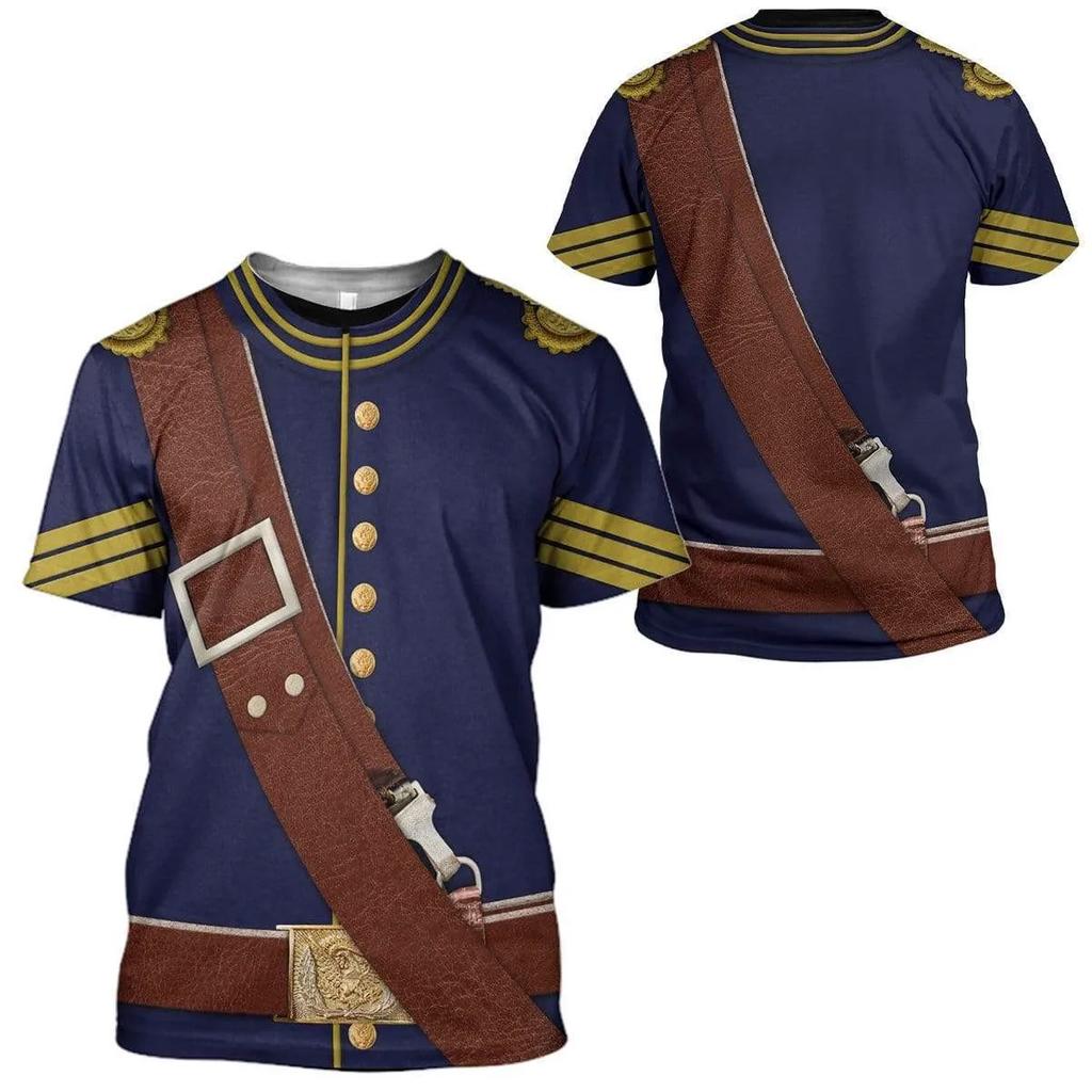 Футболка для мужчин, женщин, мальчиков и девочек, 3D принт, известные исторические деятели, Наполеон Бонапарт, модные топы в стиле милитари