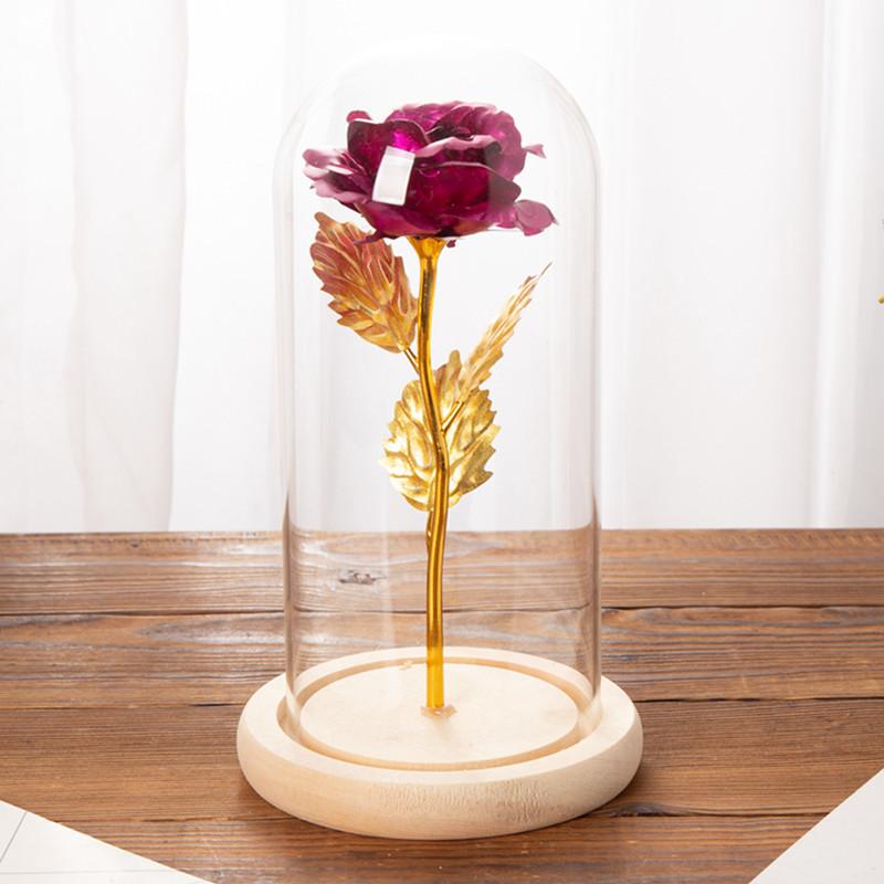 Романтичная вечная роза со светодиодной подсветкой в стеклянном куполе для подарка на День святого Валентина, матери или на Рождество