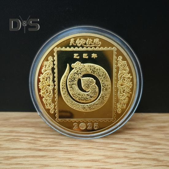 Памятная монета «Змея» 2025 года, коллекционная железная монета в честь китайского Нового года, монета со значком «Год Змеи» для богатства и удачи