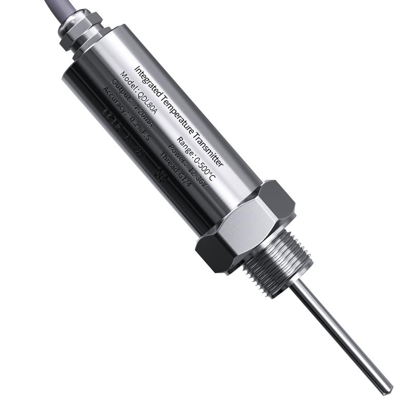 Temperature Sensor G1/4 PT100 100C/200C Temperature Transmitter 4-20mA/0-5V/RS485 G1/4 Thread 0.5m Cable Temperature Transmitter