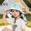 Kids Foldable Camping Hat Summer Sun for Boys Girls, Breathable Mesh Wide Brim Cap with Neck Accessories Flap, Adjustable Strap & Whistle, UV