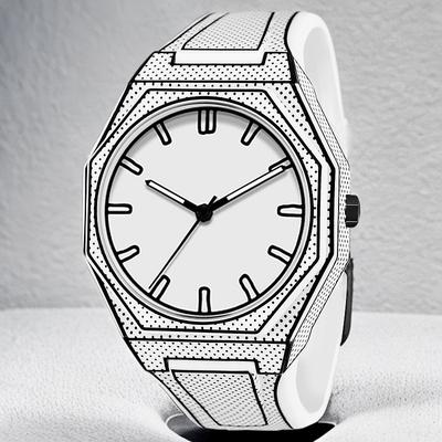 Роскошные мужские часы Мужские кварцевые наручные часы Простой циферблат Мужские спортивные Силиконовый ремешок Мужские необычные часы