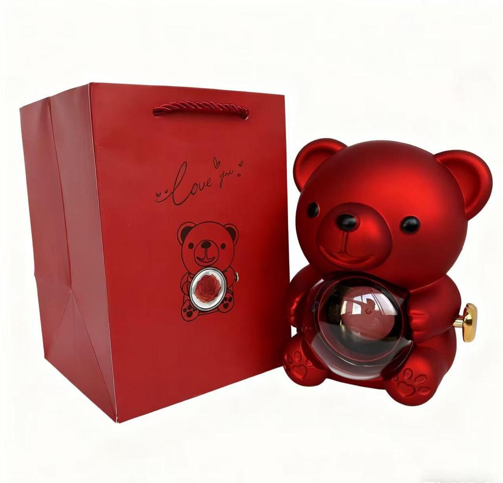 Трансграничная Шкатулка для украшений 'Обнимающийся медведь и вечная роза'