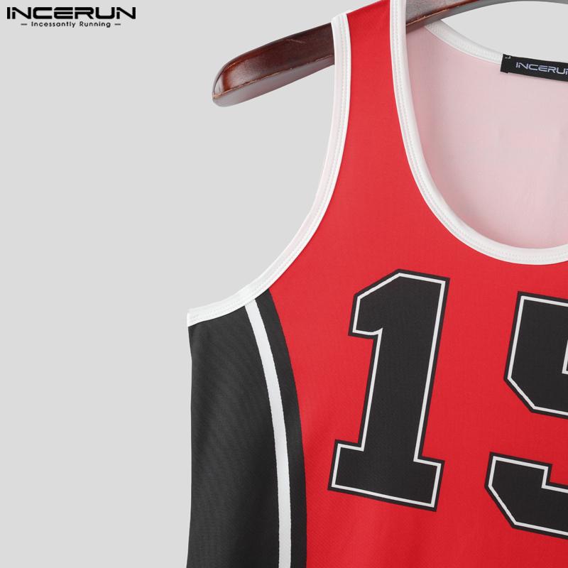 INCERUN Мужские боди без рукавов со швами и принтом букв, облегающие комбинезоны, нижнее белье