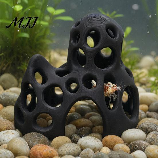 Натуральный подводный пейзаж 3D-печатная пещера для аквариумных креветок, Полый грот-укрытие для аквариума, Безопасное укрытие для петушков, для пряток, отдыха, Аксессуары