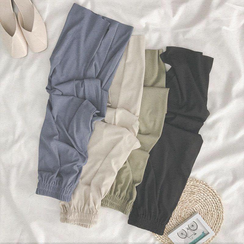 Женские брюки с высокой посадкой и широкими штанинами из ледяного шелка, летний стиль, свободный крой и повседневный драпированный трикотаж