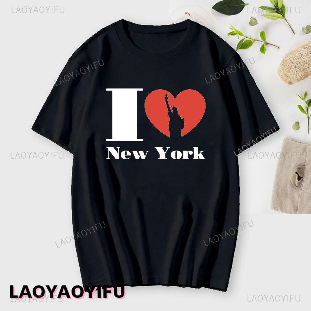 I Love New York Unisex's Cotton T Shirt NY Heart Souvenir Funny T Shirt Fashion Gift Comics Classic Apparel Streetwear Short-sleev Unisex