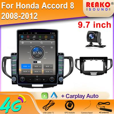 9,7-дюймовый вертикальный экран Tesla Android 12.0 автомобильное радио для Honda Accord 8 2008-2012 навигация GPS Carplay 4G мультимедийный плеер