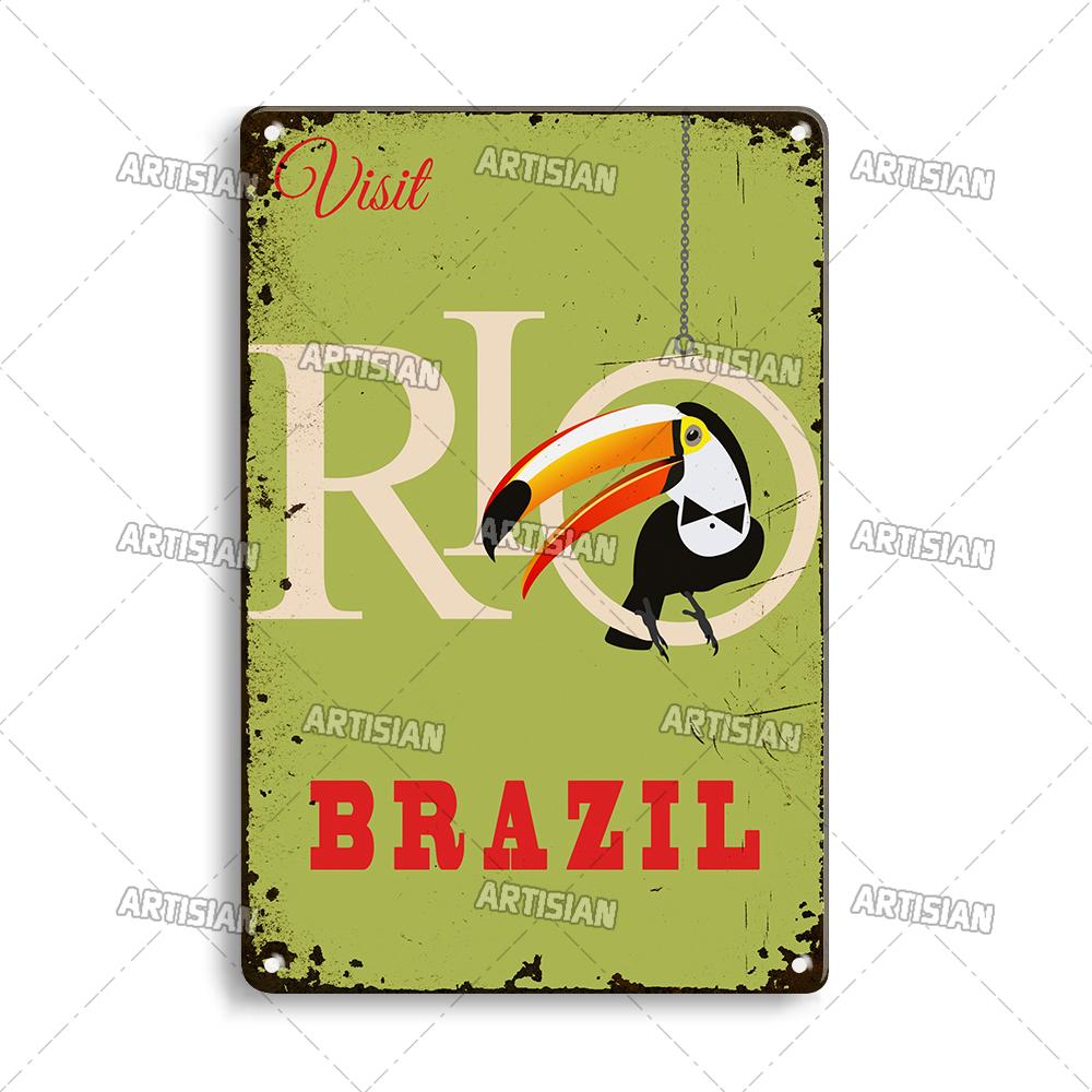 Ностальгический бразильский металлический постер винтажная дорожная металлическая жестяная вывеска декоративная тарелка домашний бар студия настенный декор металлическая табличка
