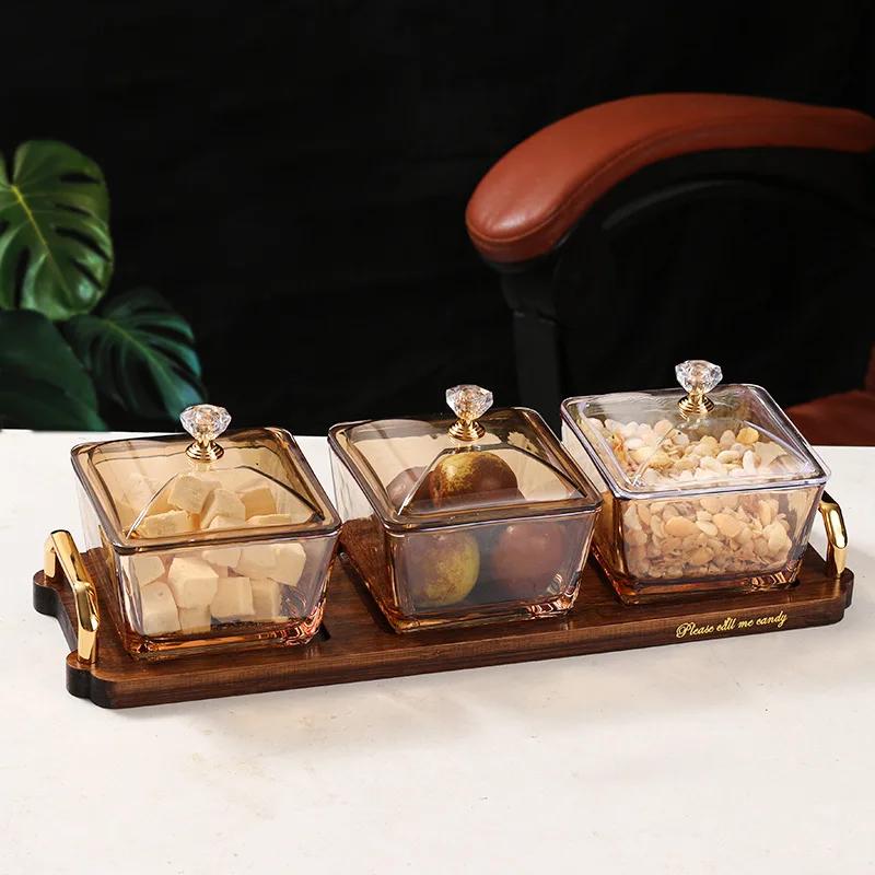 Бытовая тарелка для сухофруктов KTV Стеклянный поднос для фруктов Креативное панно для сухофруктов Коробка конфет Dim Sum Закуски, размещенные на тарелке