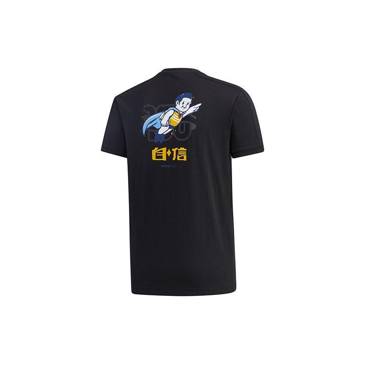 Adidas Neo Graphic Print Crew Neck T-Shirt Men Tops Black GK1481