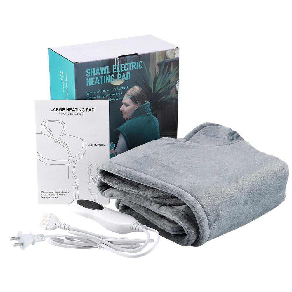 Трансграничный электрический греющий шарф 60x90см: 3-скоростной таймер, 10 уровней нагрева, защита плеч/шеи/талии, многофункциональное тепло.