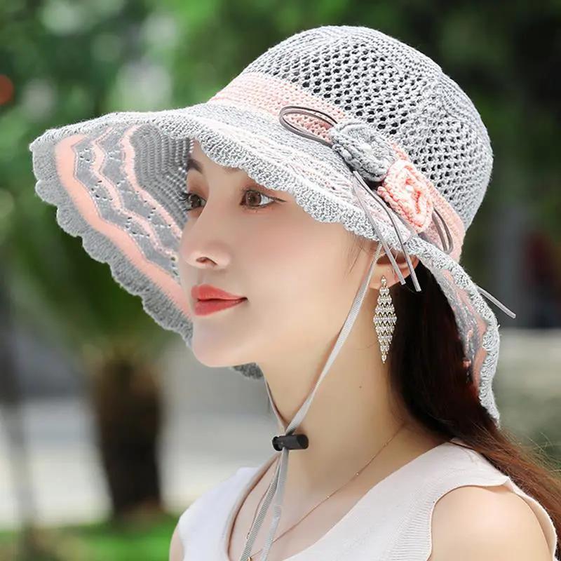 WTEMPO Женские складные моющиеся солнцезащитные шляпы весна-лето с большим ободом, пляжные солнцезащитные шапки с цветами