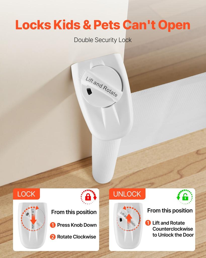 Retractable Baby Gate, Extends to 1450 mm Wide, 980 mm Tall, with Security Lock, Easy to Use, Walk Through Without Tripping, Mesh Dog Gate for Stairs,