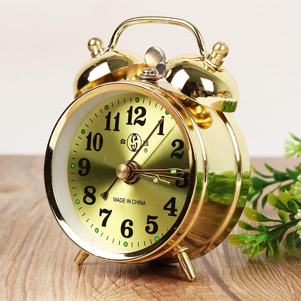 Retro Gold Mechanical Alarm Clock Vintage Manual Wind Up Clock Metal Snooze Table Clock Home