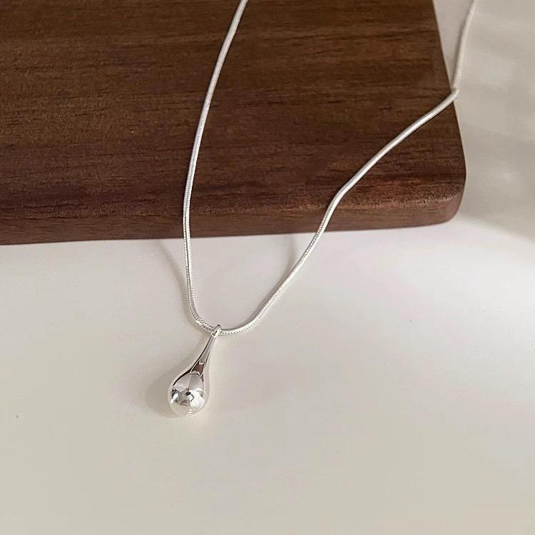 Серебряное ожерелье S925 для женщин, форма капли воды, модное минималистичное колье-подвеска, милое ожерелье-шарм, подарок на день рождения