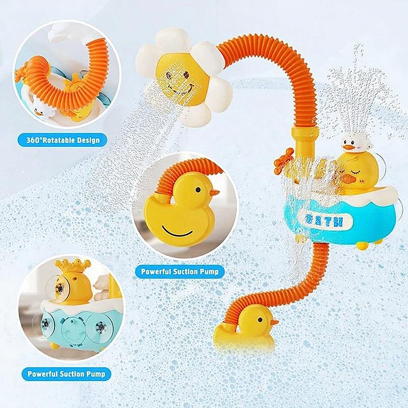Baby bath toys toddler bath shower bathtub toys with sunflower shower 3 water spray heads baby bathtub toys