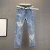 Autumn Summer Vintage Jeans American Style Diamond Small Leg Pencil Pants