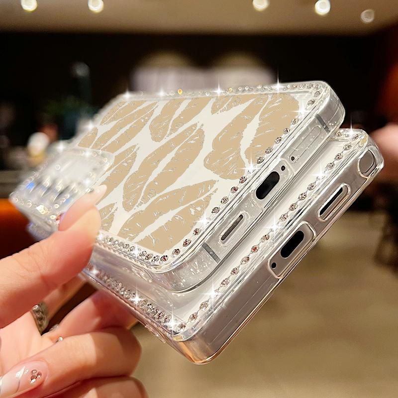 Мягкий силиконовый чехол с принтом в виде губ и ромбовидной рамкой для Samsung S25 Edge S24 FE S23 Ultra S22 A16 A56 A36 A15 A55 A35, прозрачный противоударный чехол для телефона