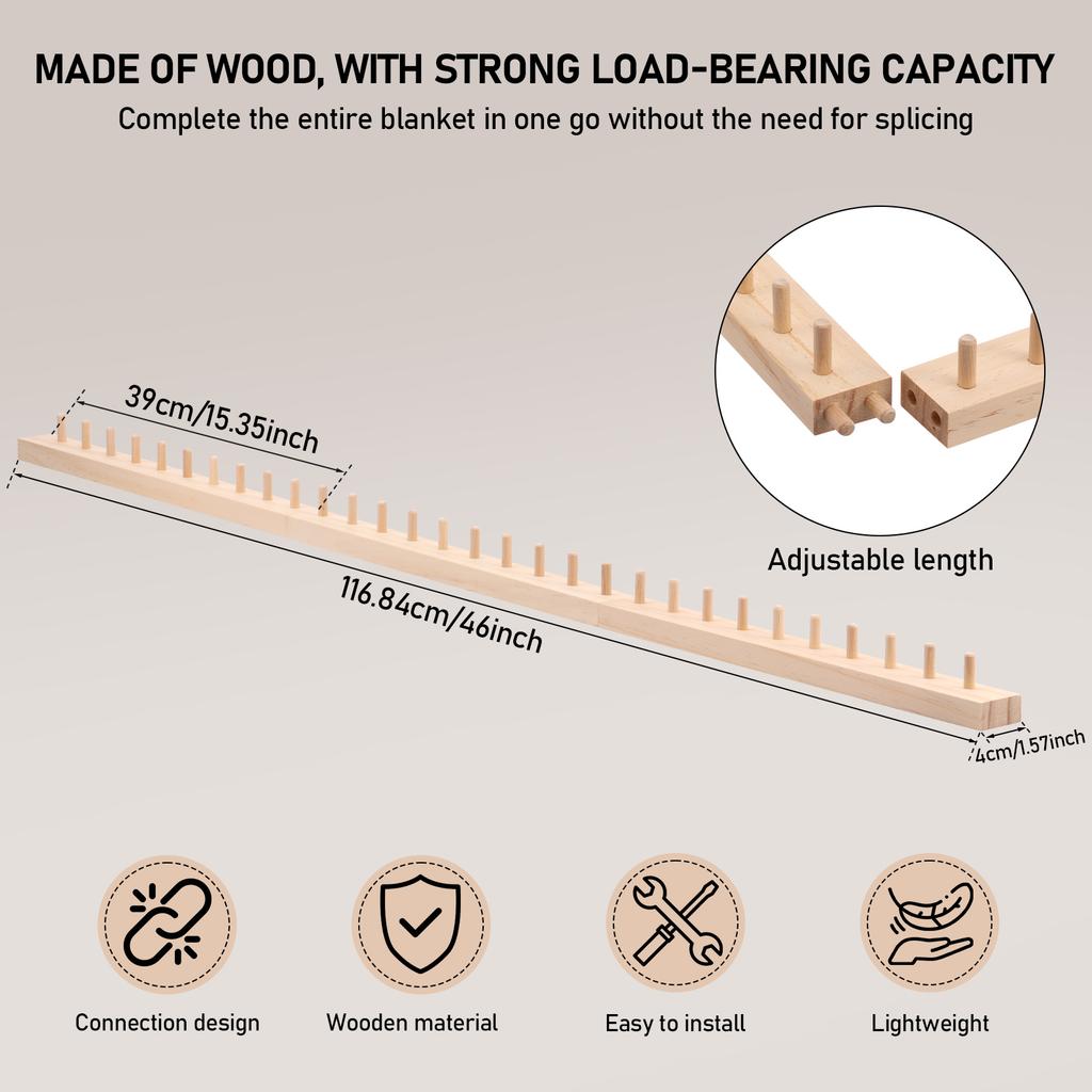 Weaving Loom Knitting Kit Wooden Hand Knitting Machine Kits Chunky Weaving Frame DIY Scarf Blanket Knitting Tools for Beginners
