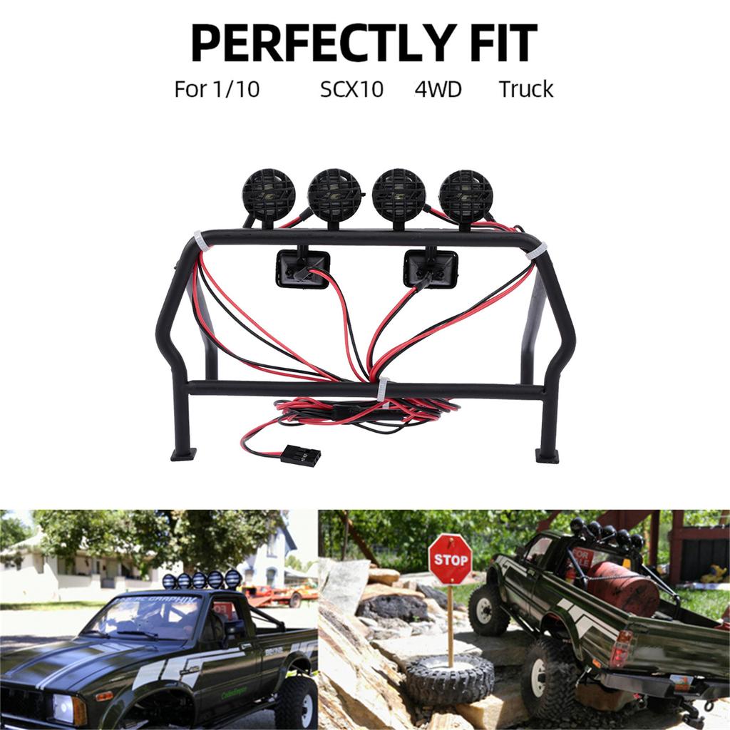 Metal Roll Cage With 6 LED Light Protective Roll Cage Bucket For 1/10 Remote Control Car Prevents Car Scratch And Damage