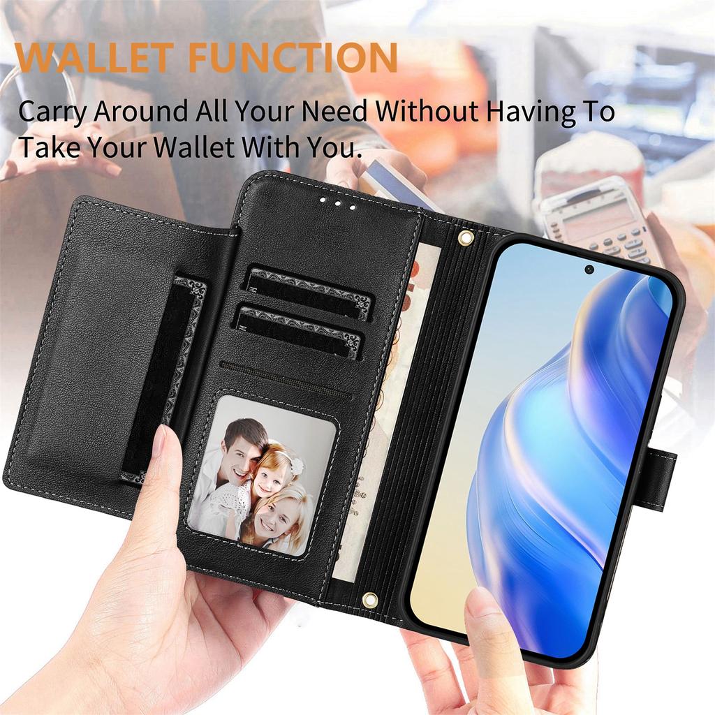 For iPhone 16e Case Zipper Pocket Multiple Card Slots Leather Phone Cover