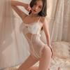 New sexy hollowed-out perspective jacquard open-file lace onesie erotic underwear set