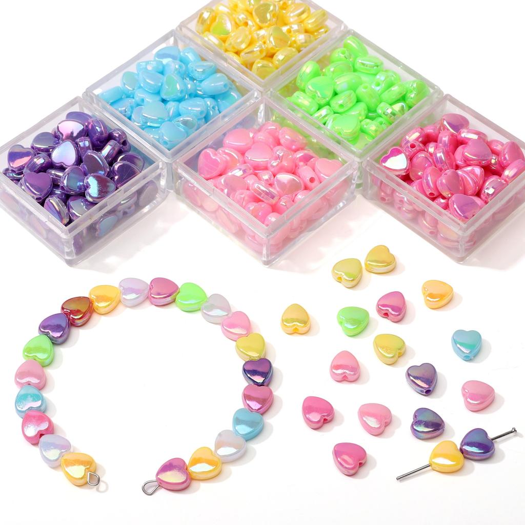 100 шт. Акриловые разноцветные бусины в форме сердца для изготовления ожерелий, браслетов, серег, ювелирных изделий, аксессуары для рукоделия