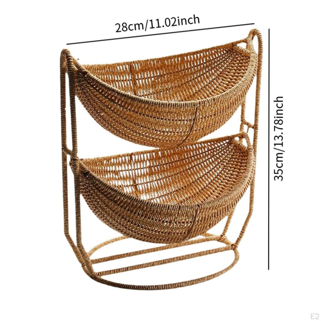 Плетеная корзина для фруктов, двухъярусная, простая, для кухни, ресторана, домашнего хозяйства, свадьбы, вечеринки