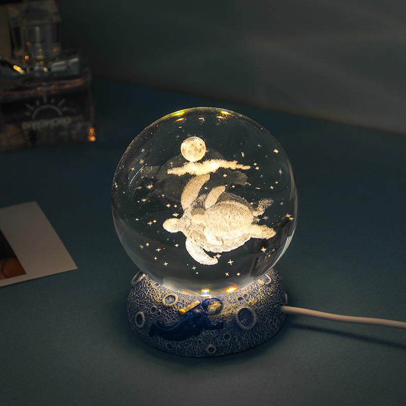 Starry Sea 3D Crystal Ball Night Light - Ocean Series Ornament & Birthday Gift