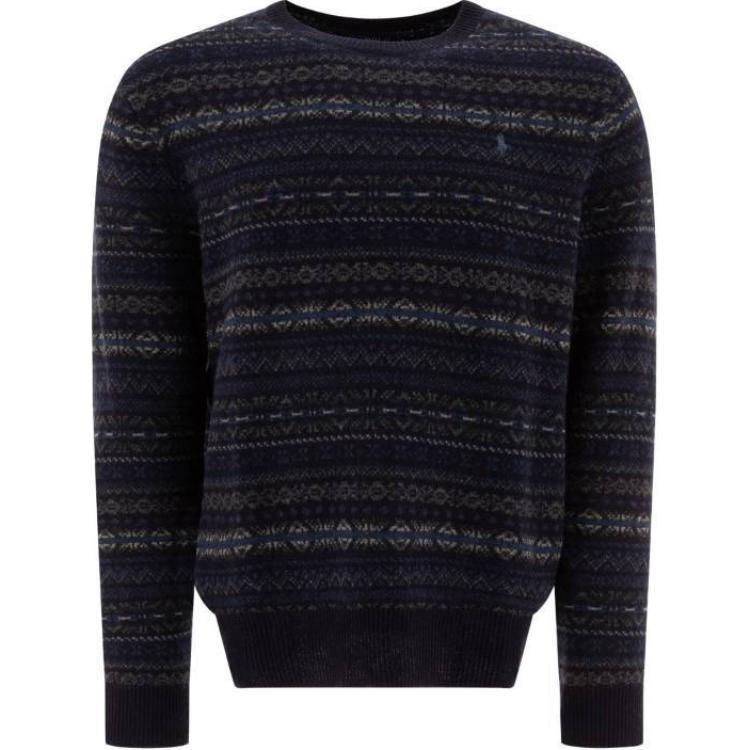 Polo Ralph Lauren Пуловер с круглым вырезом и принтом по всей поверхности, с ребристой отделкой, мужской свитер, черный 710954586-001
